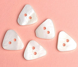 SALE, TRIANGLE White Shell 9/16" Buttons, 14mm; 2 Hole, Pack of 5  #SWC-123 Mother of Pearl