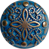 Re-Stocked Blue Plumeria Metal Shank Back Button  11/16". #SWC-88