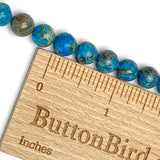 DEEPER SALE, Dark Teal Ocean Agate 5/16" / 8mm Gemstone Round Beads, Strand of 45+Beads  #LP-38