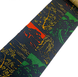 BOLT of Obi Hemp from Japan: Trees Collage Print with Black, Stiff Rustic Heavy Thick  #154