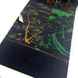 BOLT of Obi Hemp from Japan: Trees Collage Print with Black, Stiff Rustic Heavy Thick  #154