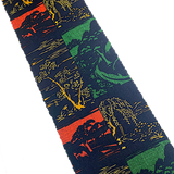 BOLT of Obi Hemp from Japan: Trees Collage Print with Black, Stiff Rustic Heavy Thick  #154
