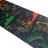 BOLT of Obi Hemp from Japan: Trees Collage Print with Black, Stiff Rustic Heavy Thick  #154