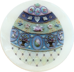 Easter Egg Mother of Pearl Button, Blue, 1-3/8" #SC-1673 by Susan Clarke