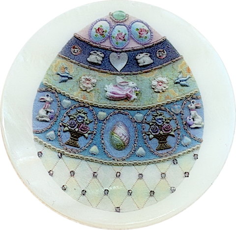 Easter Egg Mother of Pearl Button, Blue, 1-3/8" #SC-1673 by Susan Clarke