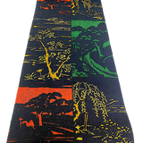 BOLT of Obi Hemp from Japan: Trees Collage Print with Black, Stiff Rustic Heavy Thick  #154