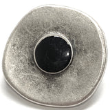 Intuition Antique Silver/Faux Onyx Button, 7/8" Shank Back Metal Button 15mm  #FJ-64