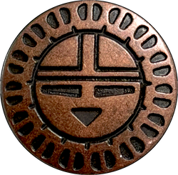 Zuni Sun Face Antique Copper Metal Button, Shank Back 11/16" #FJ-8