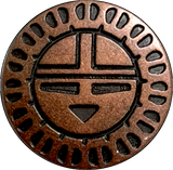 Zuni Sun Face Antique Copper Metal Button, Shank Back 11/16" #FJ-8
