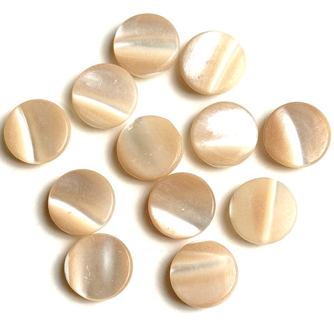 Re-Stocked, Pale Sun Iridescent Pearl Self-Shank Shell Buttons 7/16" / 12mm PACK OF 12   #LP-60