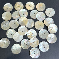 Rustic Moonrise Mother of Pearl Shell Buttons, 1" Iridescent 2-Hole "Seconds" PACK OF 38-40 #LP-140