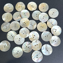 Rustic Moonrise Mother of Pearl Shell Buttons, 1" Iridescent 2-Hole "Seconds" PACK OF 38-40 #LP-140