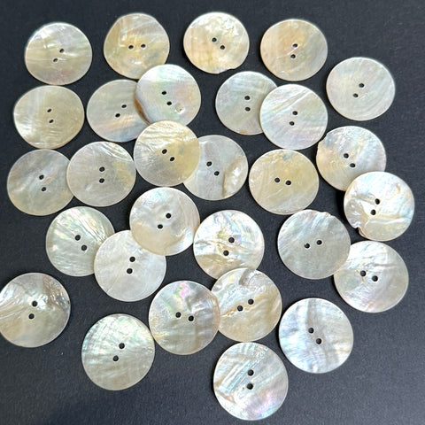 Rustic Moonrise Mother of Pearl Shell Buttons, 1" Iridescent 2-Hole "Seconds" PACK OF 38-40 #LP-140