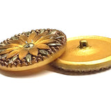 Re-Stocked, Golden Sunflower Large Czech Glass Button 1-1/4"  31mm #CZ-129