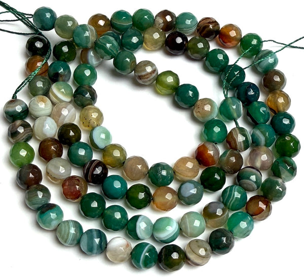 Re-Stocked, Green Agate Bead Mix, 8mm Faceted Grade A High Shine 5/16" Approx. 45 Beads  #LP-93