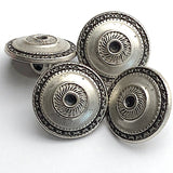 Toltec Antique Silver 11/16" Button, 18mm, Italy, Shank Back # FJ-67