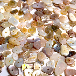 Ocean Poetry, Naturally Abstract Shell Beads, Pearly Browns MOP Various Sizes, Pack of 270+ Beads #LP-141