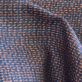 Black/Red Tsumugi Ikat, Vintage Kimono Silk from Japan By the Yard #157