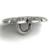 Baroque Petals, 11/16" Antique Silver Metal Button, 17mm, Italy, Shank Back  # FJ-70