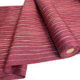 2-yard PIECE Red Fig Tipsy Stripes Kimono Silk, True Handwoven Tsumugi from Japan #522