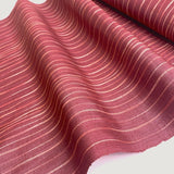 2-yard PIECE Red Fig Tipsy Stripes Kimono Silk, True Handwoven Tsumugi from Japan #522