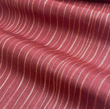 2-yard PIECE Red Fig Tipsy Stripes Kimono Silk, True Handwoven Tsumugi from Japan #522