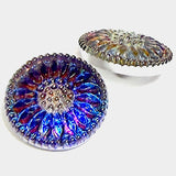 Purple/Orange/Magenta/Cobalt Czech Glass Daisy 3/4" #CZ-203-B/Cobalt