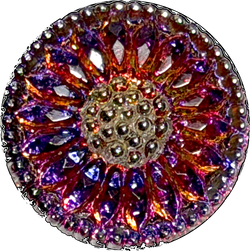 Purple/Orange/Magenta Czech Glass Daisy 3/4" #CZ-203-B