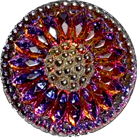 Purple/Orange/Magenta Czech Glass Daisy 3/4" #CZ-203-B