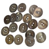 SALE OUTLET ITEM: Chocolate Gray Silvery Melange Pearl Shell, 11/16", Semi-Rustic, 17mm 2-Hole, 175-200 Buttons   #LP-58-175