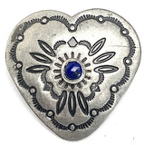 Heart Button w. Blue "Lapis Stone" Southwest Shank Back 1.25"  #SW-40