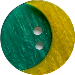 SALE, Crescent Moon, Yellow with Green Sky, Layered 2-Hole Button 13/16"    #SK-1509