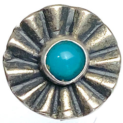 Blue Bead Umbrella Repousse 1/2" w. "Turquoise" Rustic Southwest Shank Back Button #SW-279