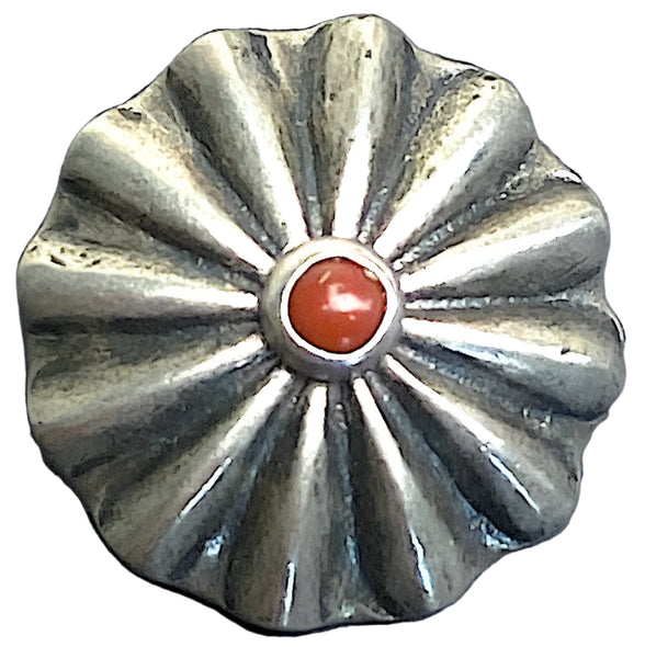 Last One, Red Bead Daisy 1" Scallop-Edge Shank Back Button USA-Made # SW-253