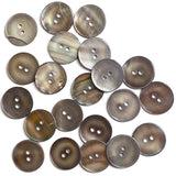 SALE OUTLET ITEM: Chocolate Gray Silvery Melange Pearl Shell, 11/16", Semi-Rustic, 17mm 2-Hole, 175-200 Buttons   #LP-58-175