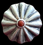 Red Bead Daisy 1" Scallop-Edge Shank Back Button USA-Made # SW-253