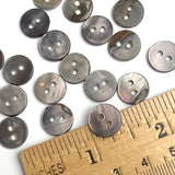 Re-Stocked, 7/16"-1/2"  Warm Charcoal 11mm Shiny Rustic Natural Melange Shell, Pack of 30+  #LP-59