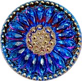 Purple/Orange/Magenta/Cobalt Czech Glass Daisy 3/4" #CZ-203-B/Cobalt