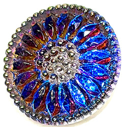 Purple/Orange/Magenta/Cobalt Czech Glass Daisy 3/4" #CZ-203-B/Cobalt
