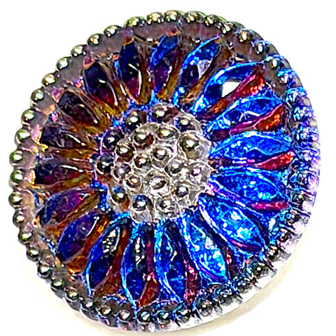 Purple/Orange/Magenta/Cobalt Czech Glass Daisy 3/4" #CZ-203-B/Cobalt