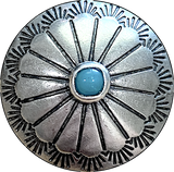 1" Blue Bead Sunflower Nickel Silver Shank Back "Turquoise" Button 1",  #SW-252