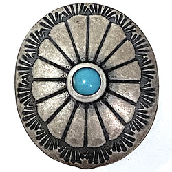 Blue Bead Star, 1" Oval w. 'Turquoise' Rustic Concho Style Shank Back Button #SW-15