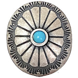 Blue Bead Star, 1" Oval w. 'Turquoise' Rustic Concho Style Shank Back Button #SW-15