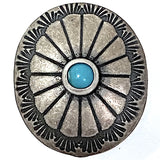 Blue Bead Star, 1" Oval w. 'Turquoise' Rustic Concho Style Shank Back Button #SW-15