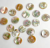 Golden Beige Rainbow Natural Abalone, 3/8" Round 2-hole, 10mm, Pack of 20 Buttons for $5.50  #LP-49-20