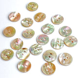 Re-Stocked Bulk Deal: Golden Beige Rainbow Natural Abalone, 3/8" Round 2-hole, 10mm, Pack of 100 Buttons  #LP-113