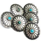 Blue Bead Star, 1" Oval w. 'Turquoise' Rustic Concho Style Shank Back Button #SW-15
