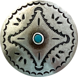 Blue Star Pond 1.5" Silver / "Turquoise" Shank-Back Southwest Concho Style Button #SW-268