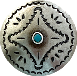 Blue Star Pond 1.5" Silver / "Turquoise" Shank-Back Southwest Concho Style Button #SW-268