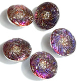 Re-Stocked Rainbow Purples/Magentas/Cobalts Six-Leaf Flower Czech Glass Button 19mm / 3/4"  # CZ-278